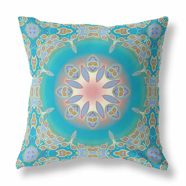 Palacedesigns 20 in. Jewel Indoor & Outdoor Zippered Throw Pillow Blue Gold & Green PA3106621